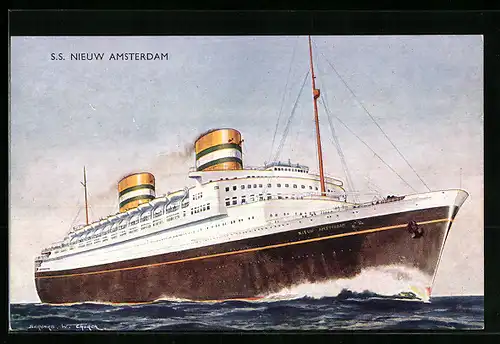 AK Passagierschiff SS Nieuw Amsterdam in voller Fahrt