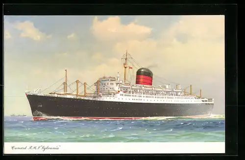 Künstler-AK Passagierschiff RMS Sylvania der Cunard Line auf hoher See