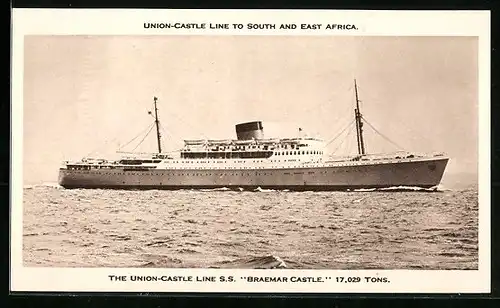 AK The Union -Castle Line S. S. Braemar Castle, Passagierschiff