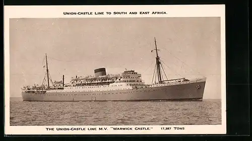 AK Passagierschiff Warwick Castle, The Union-Castle Line