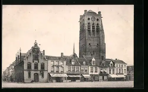 AK Furnes, Tour de l`Eglise Saint-Nicolas et la Grand `Place