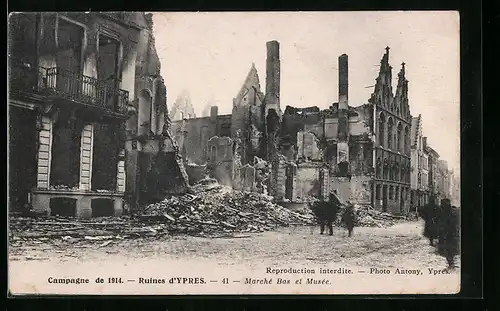 AK Ypres, Campagne de 1914, Ruines