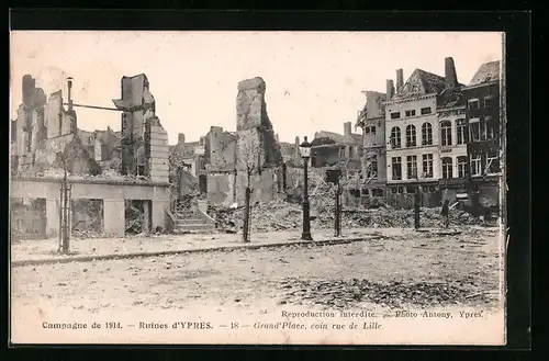 AK Ypres, Campagne de 1914, Ruines