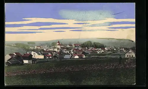AK Jilemnice, Panorama aus der Vogelschau