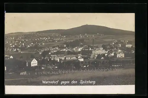 AK Warnsdorf, Ortsansicht gegen den Spitzberg