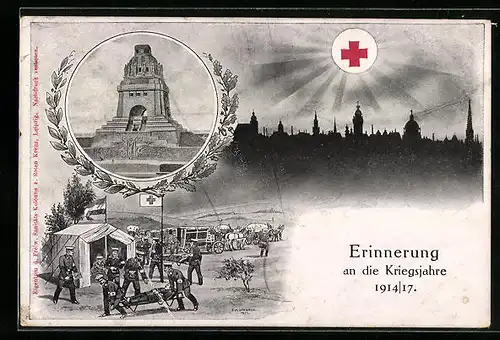 AK Leipzig, Völkerschlachtdenkmal, Roter-Kreuz Opfertag 1917