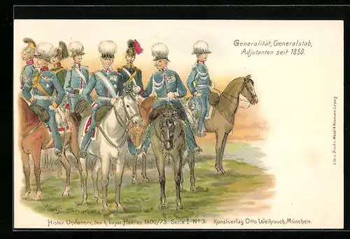 AK Generalität, Generalstab und Adjutanten in Uniform seit 1850