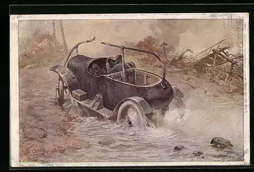 AK Rotes Kreuz Nr. 578: Przemysl, Leutnant Thomas v. Kally fährt während der Kämpfe in die Festung Przemysl