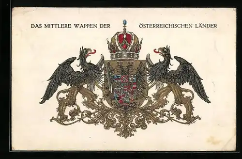 AK Rotes Kreuz Nr. 285: Das mittlere Wappen der Österreichischen Länder, Kriegsfürsorge