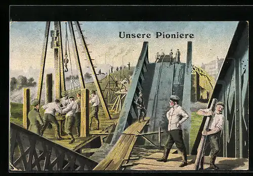 AK Unsere Pioniere, Brückenbau