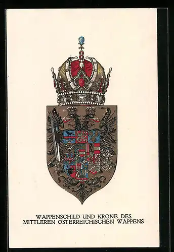 AK Rotes Kreuz Nr. 286: Wappenschild und Krone des mittleren österreichischen Wappens, Kriegsfürsorge