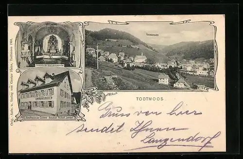 AK Todtmoos, Totalansicht, Inneres der Wallfahrtskirche, Gasthaus zur Sonne