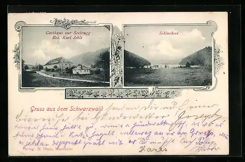 AK Schluchsee /Schwarzwald, Blick auf den See, Gasthaus zur Seebrugg