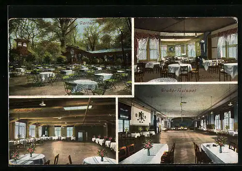 AK Leipzig-Connewitz, Wald-Café, grosser und kleiner Saal, Garten