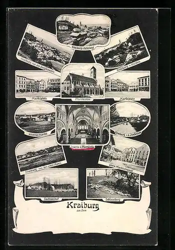 AK Kraiburg a. Inn, Pfarrkirche, Schlossberg, Marktplatz