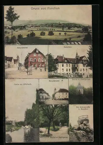 AK Renchen, Hauptstrasse, Heilstätte, Partie am Mühlbach