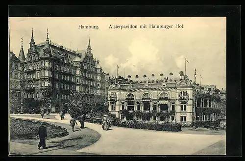 AK Hamburg-Neustadt, Alsterpavillon mit Hamburger Hof