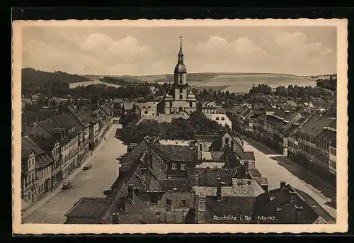 AK Rochlitz i. Sa., Markt mit Kirche