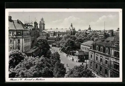 AK Plauen i. V., Tunnel und Rathaus