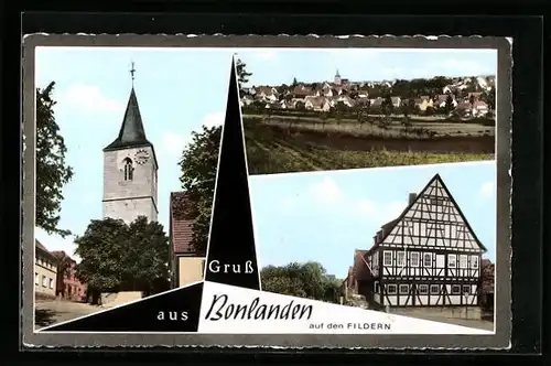AK Bonlanden auf den Fildern, Blick zur Kirche, Ortsansicht