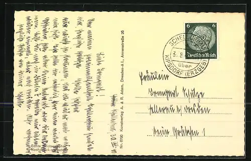 AK Schellerhau i. Erzgeb., Blick auf den Spitzberg, Bärenfeld und Oberkipsdorf