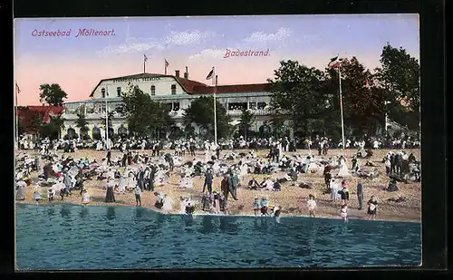 AK Möltenort, Badestrand mit Strand-Hotel Seeblick