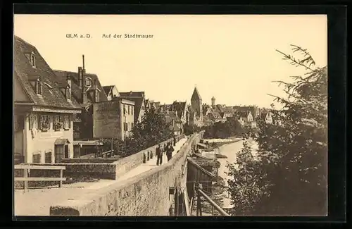 AK Ulm a. D., Auf der Stadtmauer