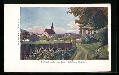 Künstler-AK Laufen, Blick vom Gasthof Bauernbräukeller