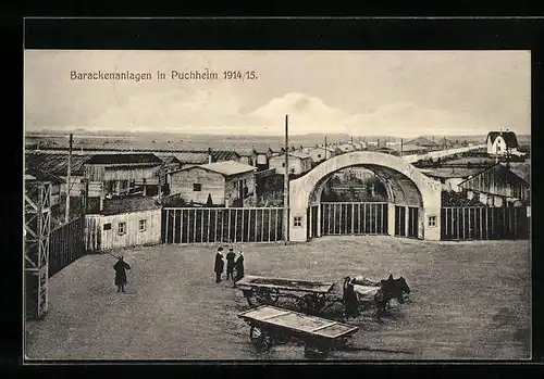 AK Puchheim, Kriegsgefangenenlager, Barackenanlagen, Eingangstor