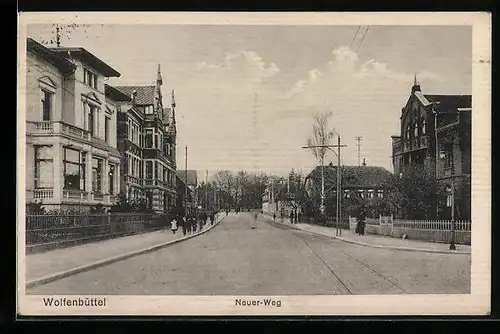 AK Wolfenbüttel, Strassenpartie Neuer-Weg mit Villen