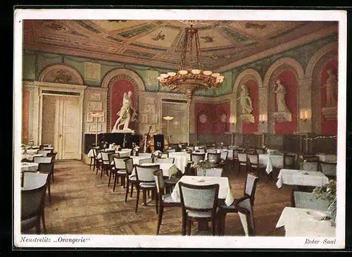 AK Neustrelitz, Gasthof Orangerie, Roter Saal