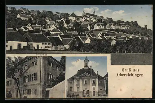 AK Oberelchingen, Ortsansicht mit Forsthaus