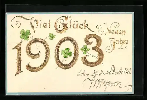 AK Jahreszahl 1903, Viel Glück im neuen Jahre