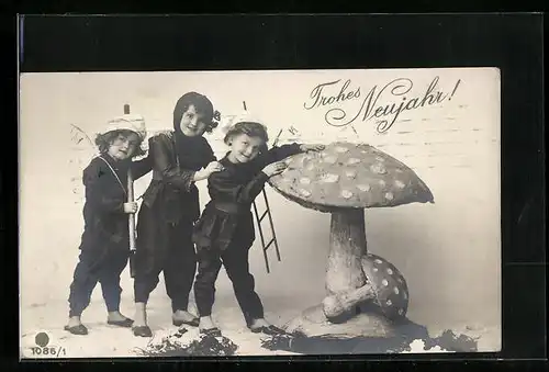 AK Schornsteinfeger mit Glückspilz