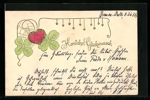 AK Kleeblätter mit Herz