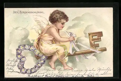 AK Amor mit Herzensschlüssel