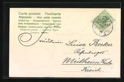 AK Fröhliche Ostern, Osterküken im Zylinder