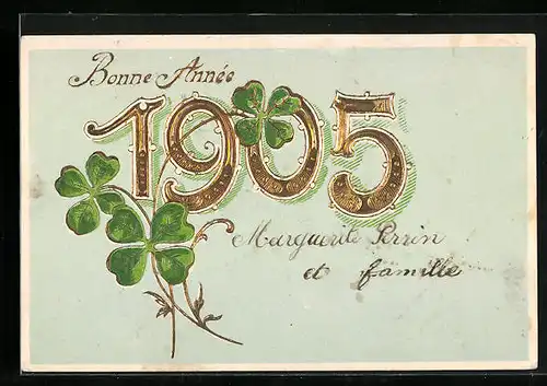 AK Jahreszahl 1905 mit Kleeblättern