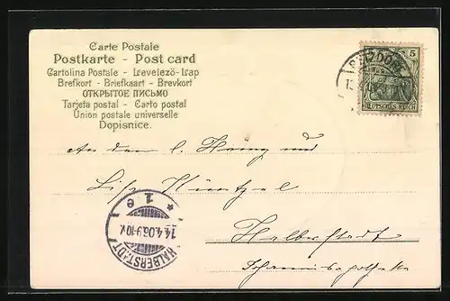 AK Ostergruss mit Riesenei und Osterküken