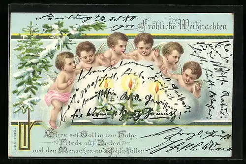 AK Weihnachtsengel mit Kerzen