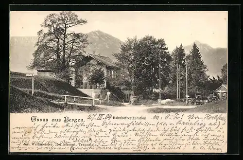 AK Bergen, Blick zur Bahnhofrestauration