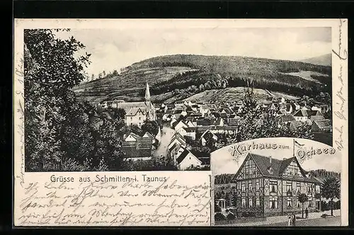 AK Schmitten /Taunus, Ortsansicht, Hotel-Kurhaus zum Ochsen