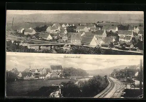 AK Untermarchtal, Panorama und Bahnhof