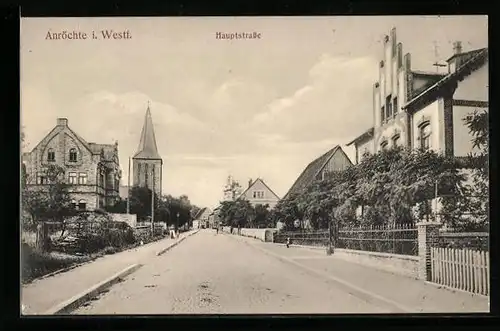 AK Anröchte i. Westf., Hauptstrasse mit Kirche