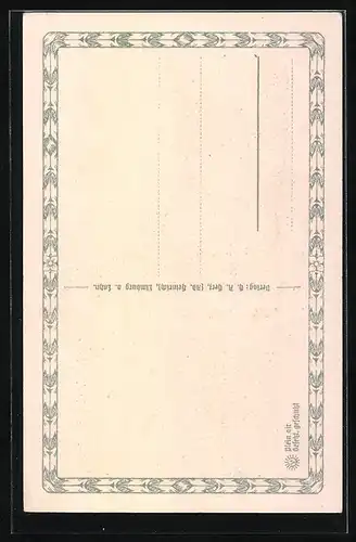 Lithographie Limburg a. L., Fischmarkt mit Ortsansässigen