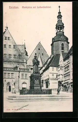 AK Eisleben, Marktplatz mit Lutherdenkmal