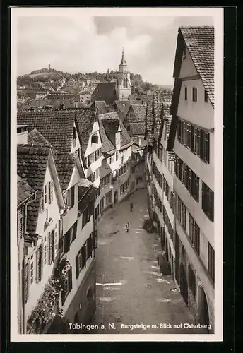 AK Tübingen a. N., Strasse Burgsteige mit Blick auf Österberg