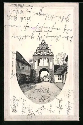 AK Salzwedel, Strassenpartie mit Steintor