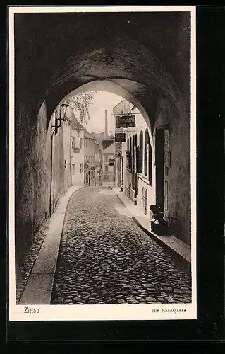AK Zittau, Die Badergasse