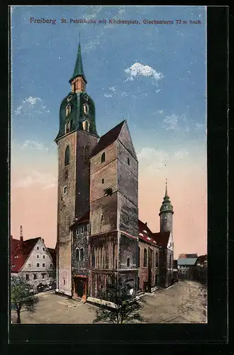 AK Freiberg, St. Petrikirche mit Kirchenplatz